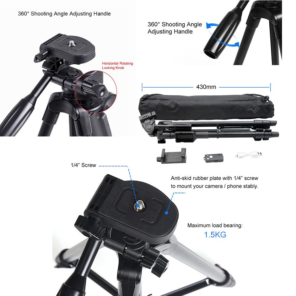 GoodCase - Tripod TTX-6218 Tripod Kamera Remote Bluetooth Wireless + Holder HP