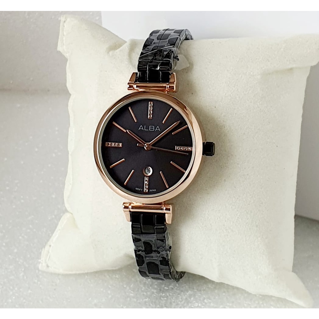 COD Jam Tangan Fashion Wanita Alba Rantai Mini Tanggal Aktif Diameter 33mm CT12