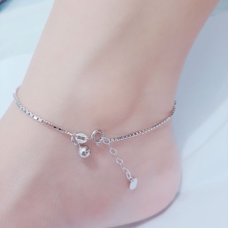 GELANG KAKI ITALY PERAK 925 LAPIS EMAS PUTIH / PERHIASAN SILVER WANITA / PERAK ASLI / GK766LCS