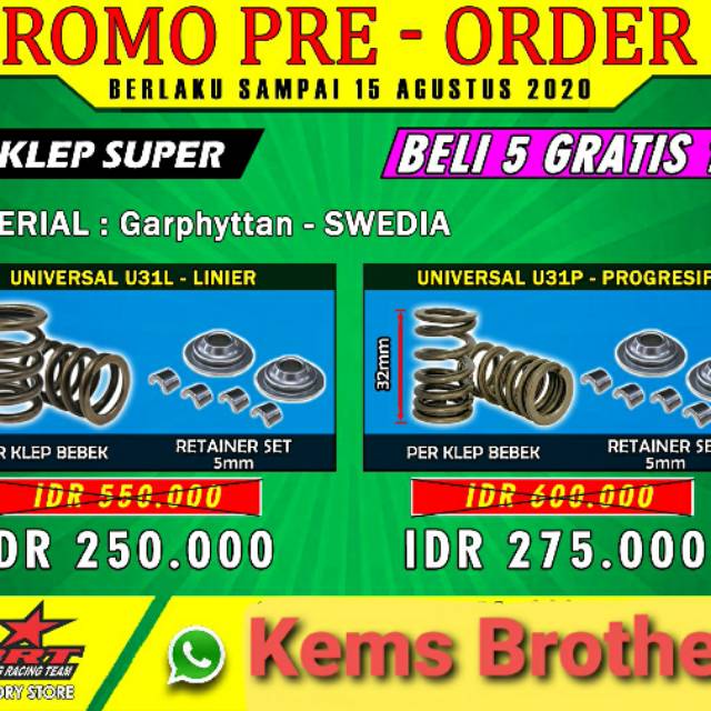 PER KLEP BRT SUPER LINEAR UNTUK MOTOR BEBEK U31UNIVERSAL