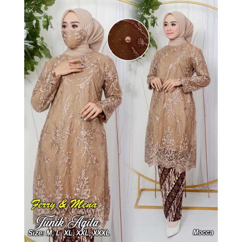 Produk Original setelan kebaya tunik jumbo//kebaya tunik pesta//tunik tille terbaru//kebaya pesta terbaruu