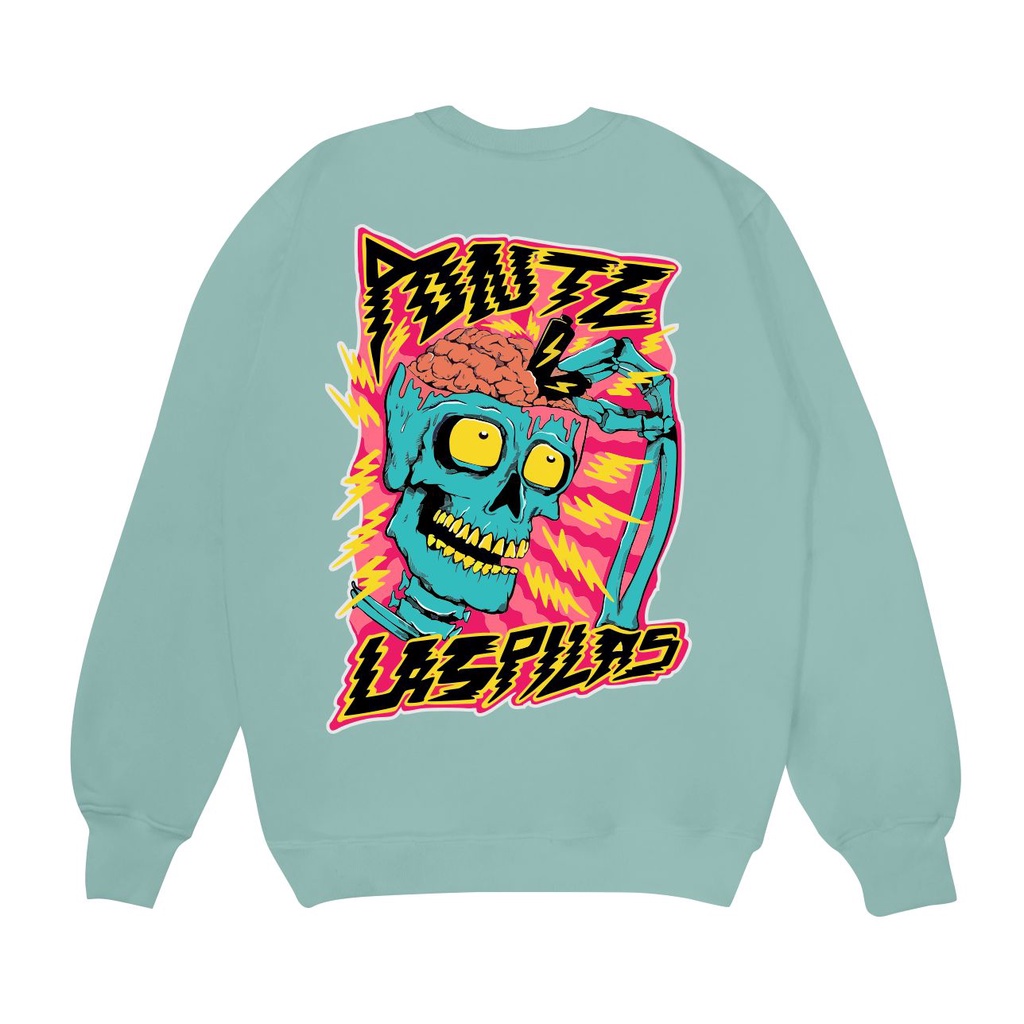 Sweater Crewneck Pria Ponte Las Pilas Sweater Sablon Depan Belakang  Size M-XXL