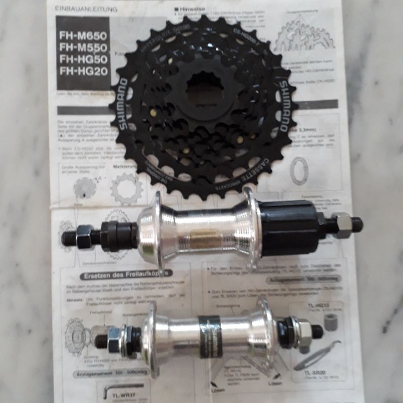 Paket Hub Freehub belakang RM40 depan AceraX M290 36H Mur dengan Sprocket Shimano HG200 7 Speed