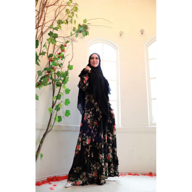 Alsava 4 Flowy Gamis Syari Woolpeach premium
