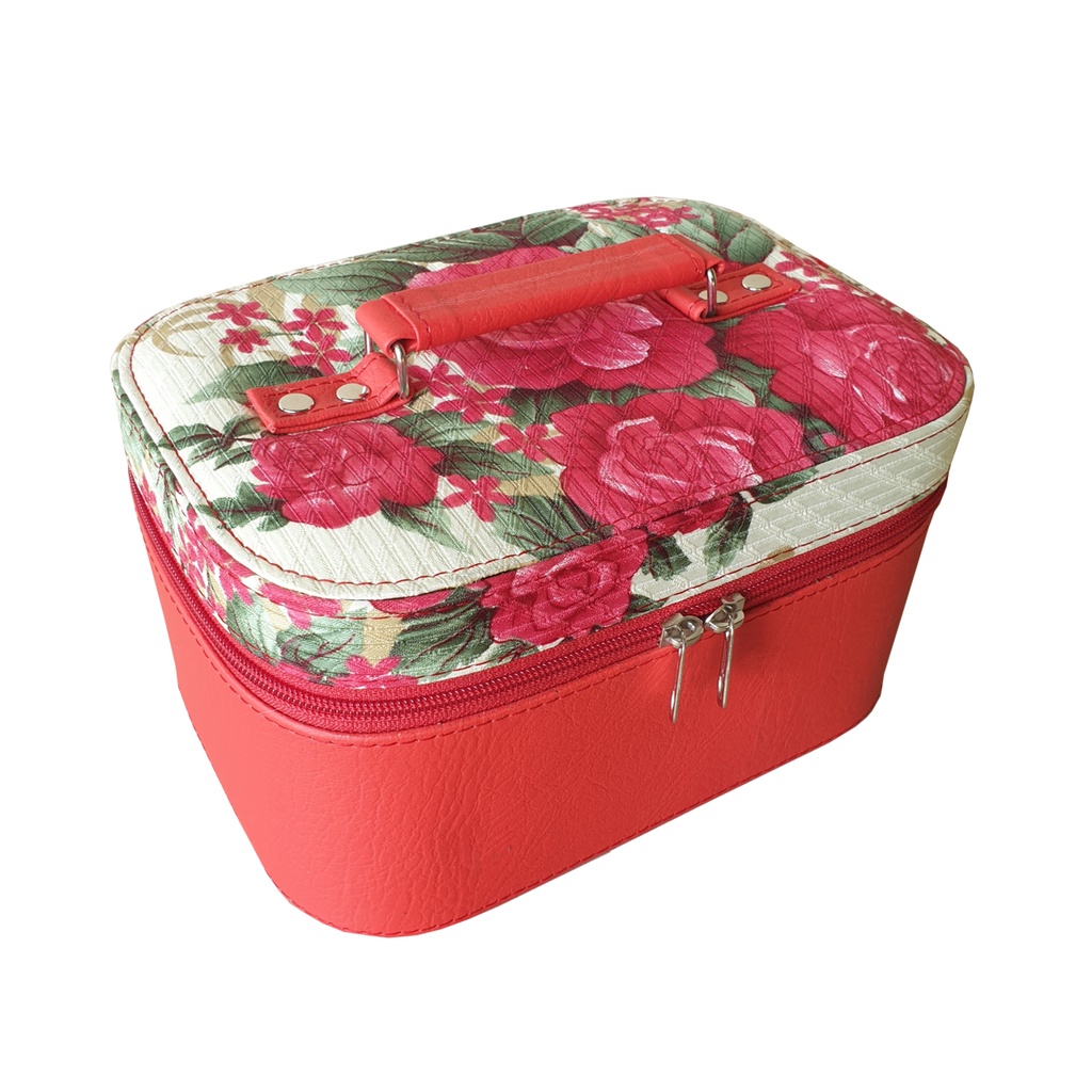 RED FLOWER - Tas Make Up Pounch kotak Tempat Kosmetik Cantik Make Up Cosmetic Box organizer