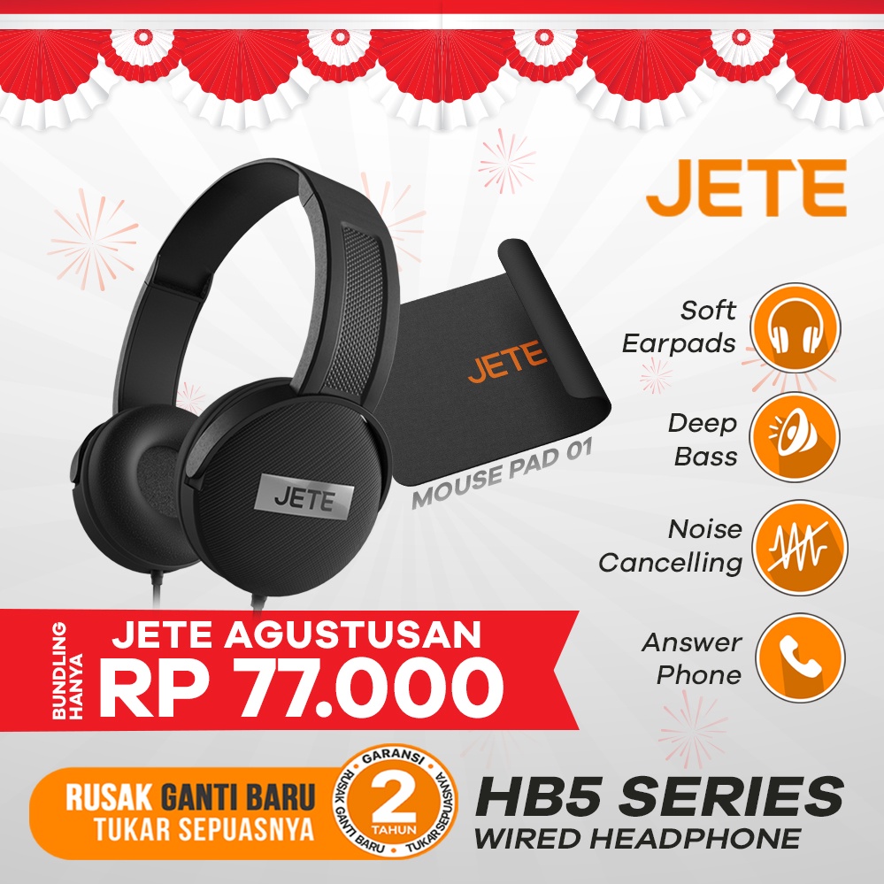 BUNDLING JETE AGUSTUSAN Headphone HB5 + Mouse Pad 01