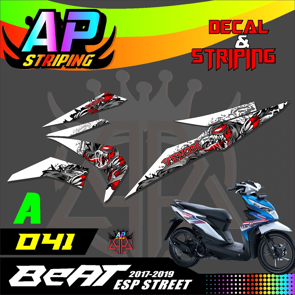 JUAL STICKER STRIPING LIS VARIASI VENOM KEREN HONDA BEAT ESP STREET -041
