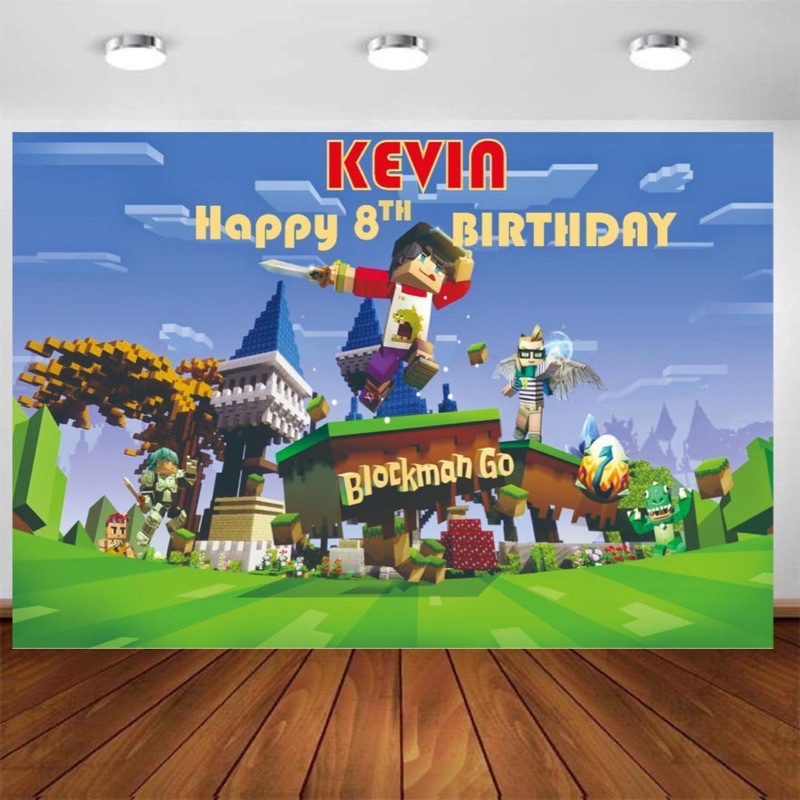 Custom banner backdrop blockman go ulang tahun minecraft birthday
