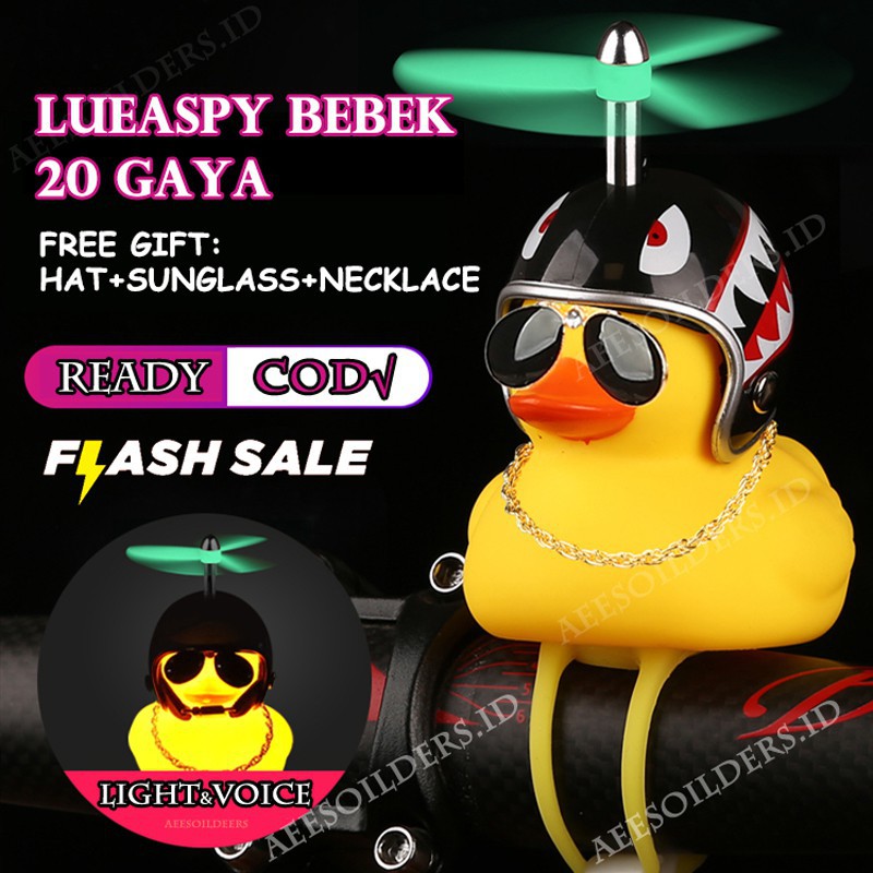 【COD√+READY】Bebek lampu Helm  berbaling mainan bebek berbaling helm LED