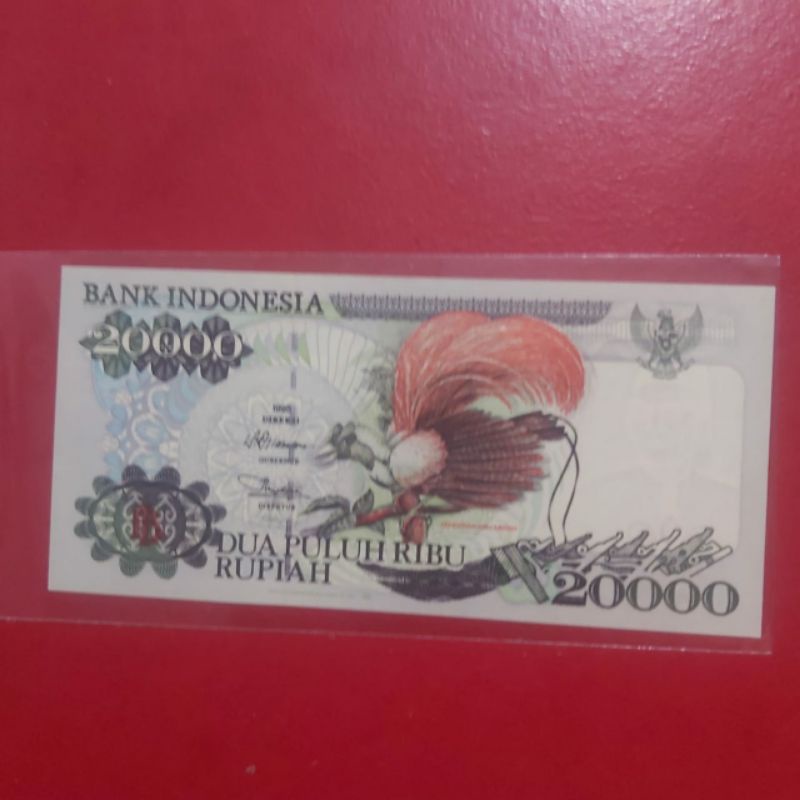 Uang Kertas Kuno 20000 Rupiah Cenderawasih Tahun 1995 UNC