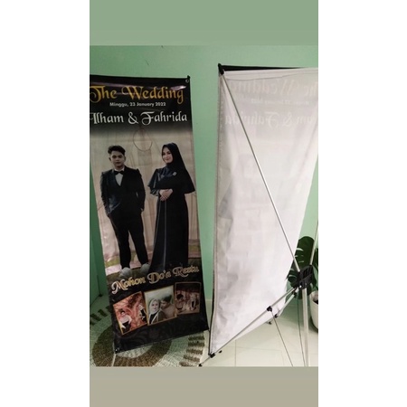 Xbanner + tiang / spanduk / bannerX / spanduk panjang / banner panjang / banner wedding /spanduk wed