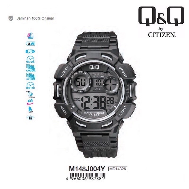 Q&amp;Q Jam Tangan Pria Digital Casual Outdoor - M148 M148J Water Resist