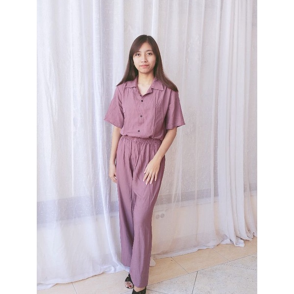 One Set Setelan Tie Dye Bali Kemeja Lengan Pendek - ONE SET Piyama Tie Dye Wanita & Pria GROSIR-GKS LilacPolos