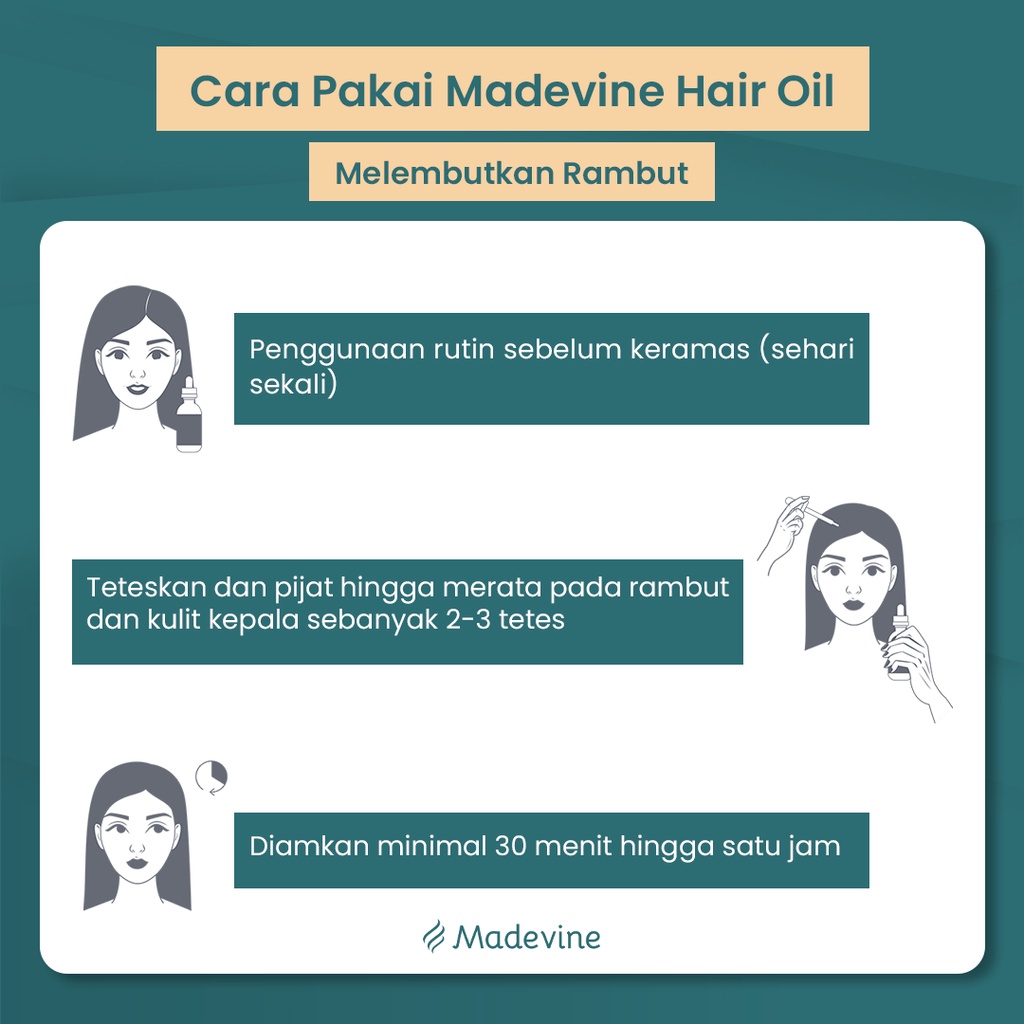 Serum Rambut Rontok Pria dan Wanita - Hair Oil Perawatan Rambut Rusak, Tipis, Kering, Bercabang, Ketombe - Madevine Hair Treatment-6