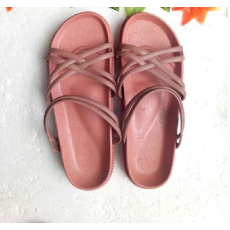 Sandal Jelly Niar Sandal Wanita Tali Karet Boloni Andin-Coral