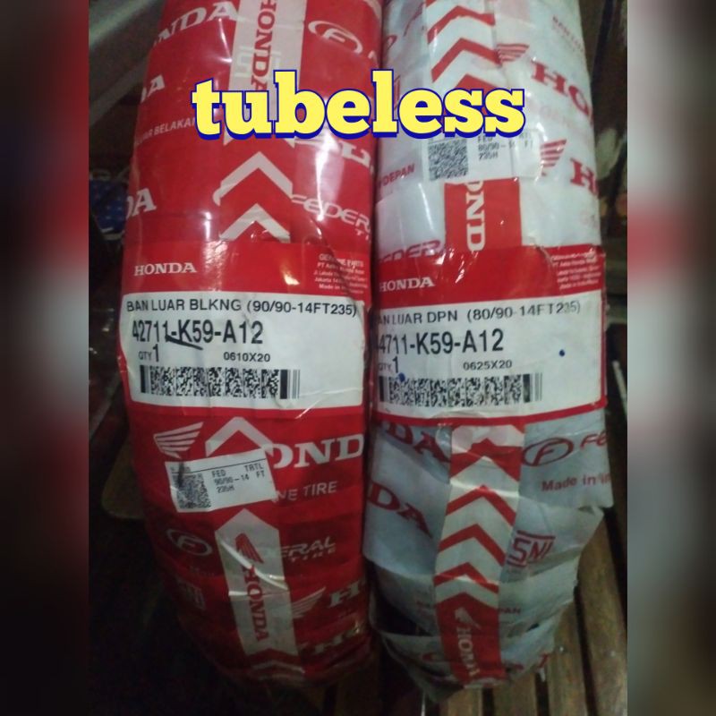sepasang ban luar depan belakang federal ahm vario fi beat fi vario 125 spacy tubeles 80 90 90 90 14