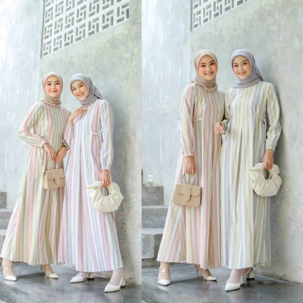 Nanda dress Le khari | hello arabelle | rayon motif garis