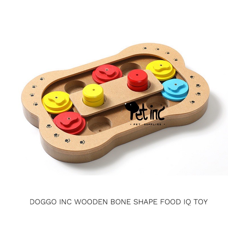 DOGGO INC WOODEN BONE SHAPE FOOD IQ TOY