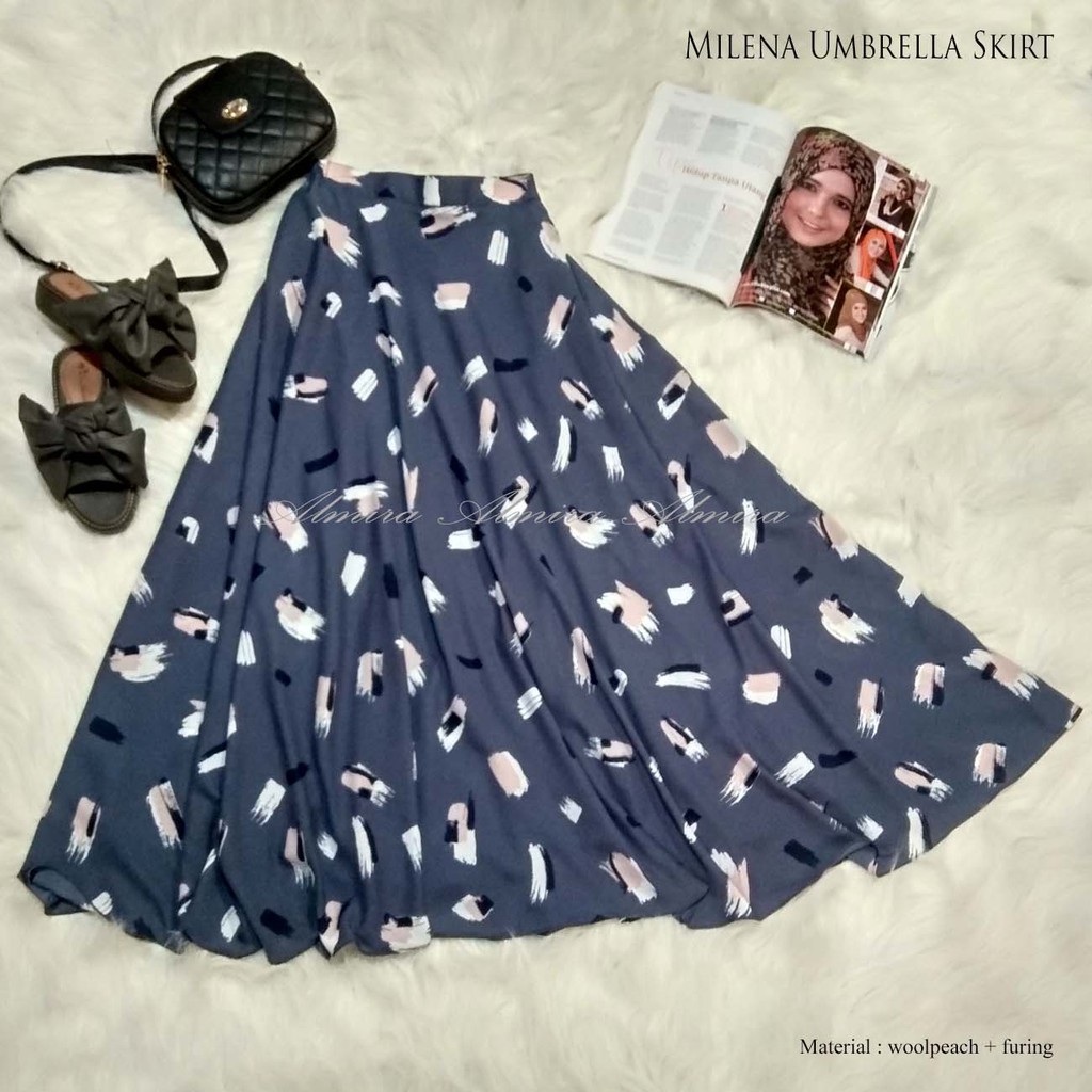 Rok Panjang Wanita Payung Muslimah Lebar  Milena Wolvis Umbrella Skirt Rok Flare Griyaraditya Almira