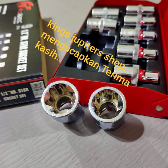Kunci Shock / Aspec Mata Kunci Sok Syok Bintang Set Type E 1/2Dr 6 Segi E10 Sd E24
