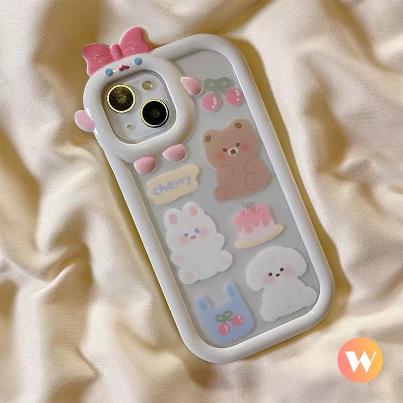 Case Desain Kartun Beruang Anjing 3D Untuk Oppo A16 A72 A15s A5 A92 A55 A54 A5S A35 A11 A15 A57 A7 A52 A12 A9 A16s A3S A32 A11 A3 A5