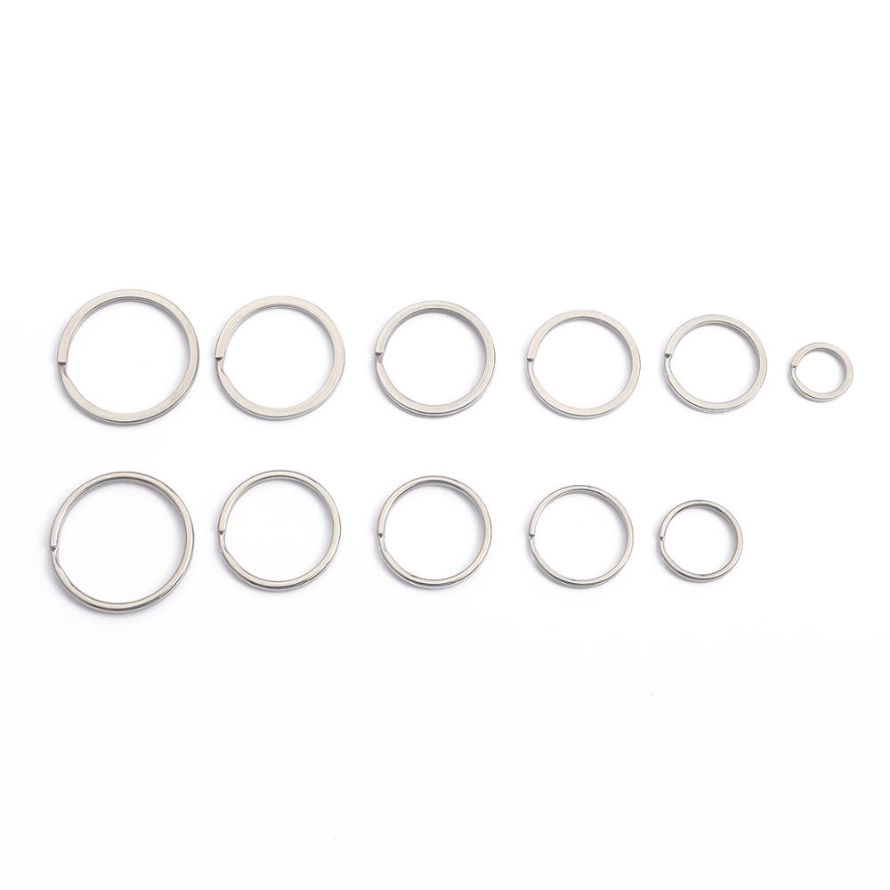 10pcs Ring Gantungan Kunci Bahan Stainless Steel Ukuran 25mm 28mm 30mm 35mm