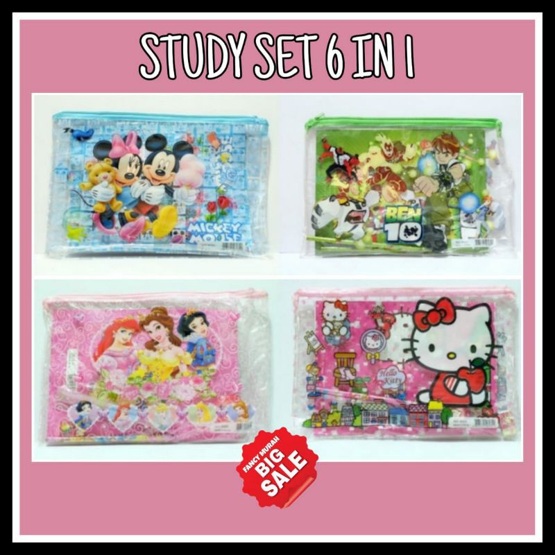 (SALE) STUDY SET KARAKTER STATIONERY SET HELLO KITTY MINION RS-2000/3000