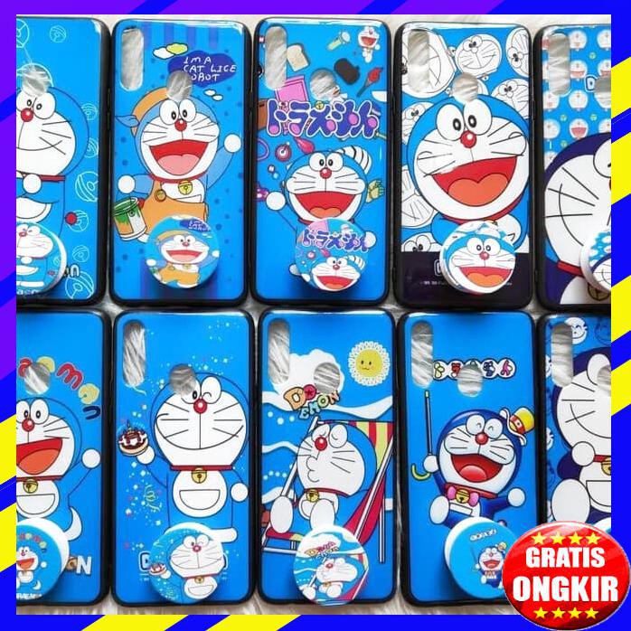 ACC HP OPPO F1S A59 SOFTCASE CASING DORAEMON+ POP SOKET