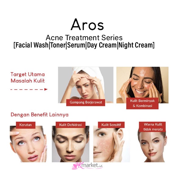 [BPOM] Aros Acne Treatment Series (Facial Wash| Toner| Serum| Day Cream| Night Cream)