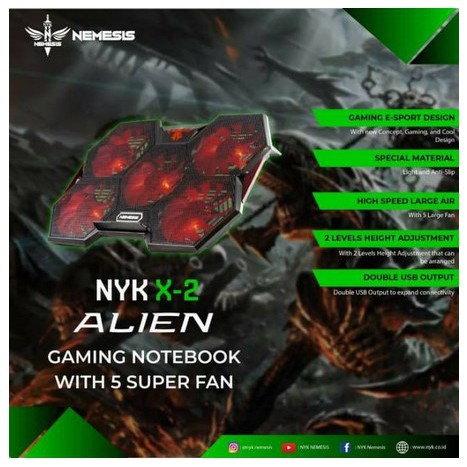 ITSTORE NYK Nemesis Cooling Pad Alien X-2 coolingpad NYK 5 fan LED original NYK X2 ALIEN x 2