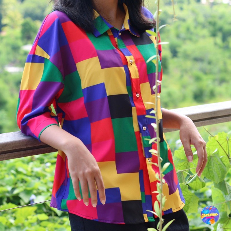 

Charmingtrend Geometric Colorful Loose Shirt