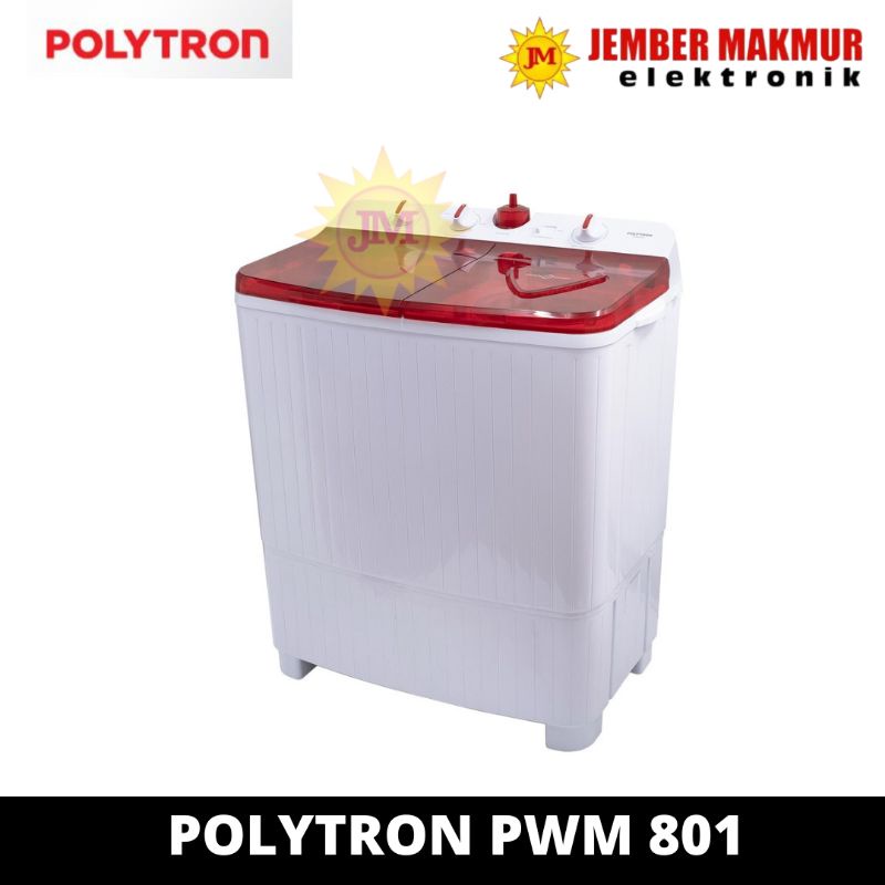 POLYTRON MESIN CUCI 2 TABUNG 8KG PWM 801B/R