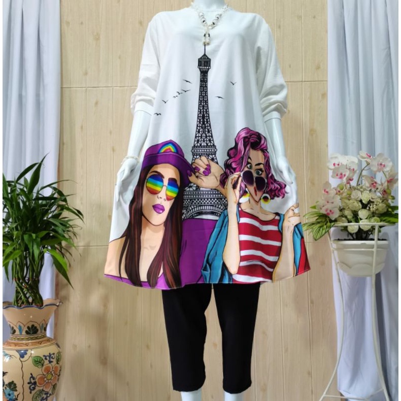 LONG TUNIK OVERSIZE CRINKLE AIRFLOW / VARIAN PUTIH