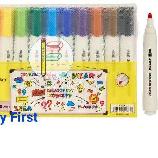 

❀ Spidol Papan Tulis Set 12 Warna Joyko WMC-51 Colour Whiteboard Marker ♣