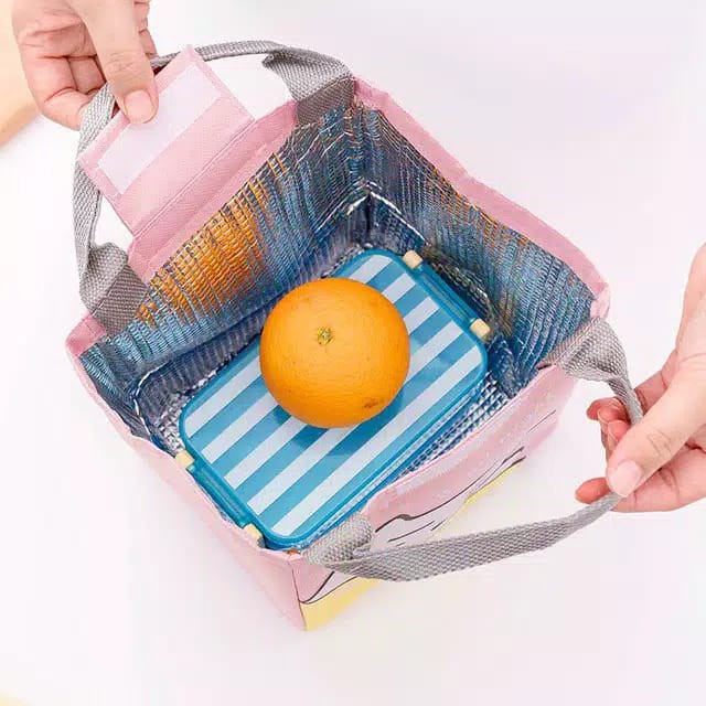 Tas bekal makanan food lunch bag aluminium foil anak sekolah besar kecil cowok laki-laki perempuan karakter gambar hewan estetik tahan panas dingin