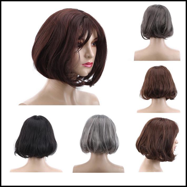 Diskon Wig / Rambut Palsu Model Bob Pendek Warna Natural Untuk Wanita - Hitam