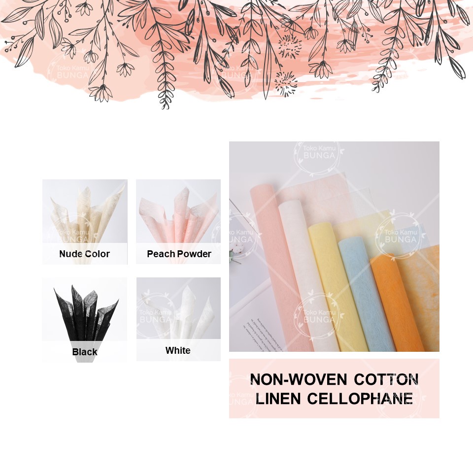 

[5 Lembar] Cellophane Non-Woven Cotton Linen | Flower Wrap / Kertas Buket Bunga