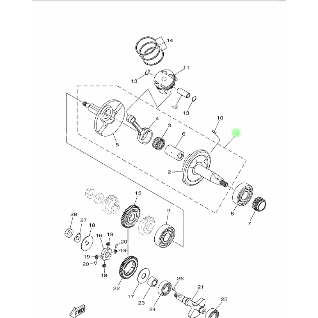 CRANKSHAFT KRUK AS ASSY NEW R15 VVA V3 MT15 XSR VIXION R WR 155 ORIGINAL YGP BK6-E1400-00