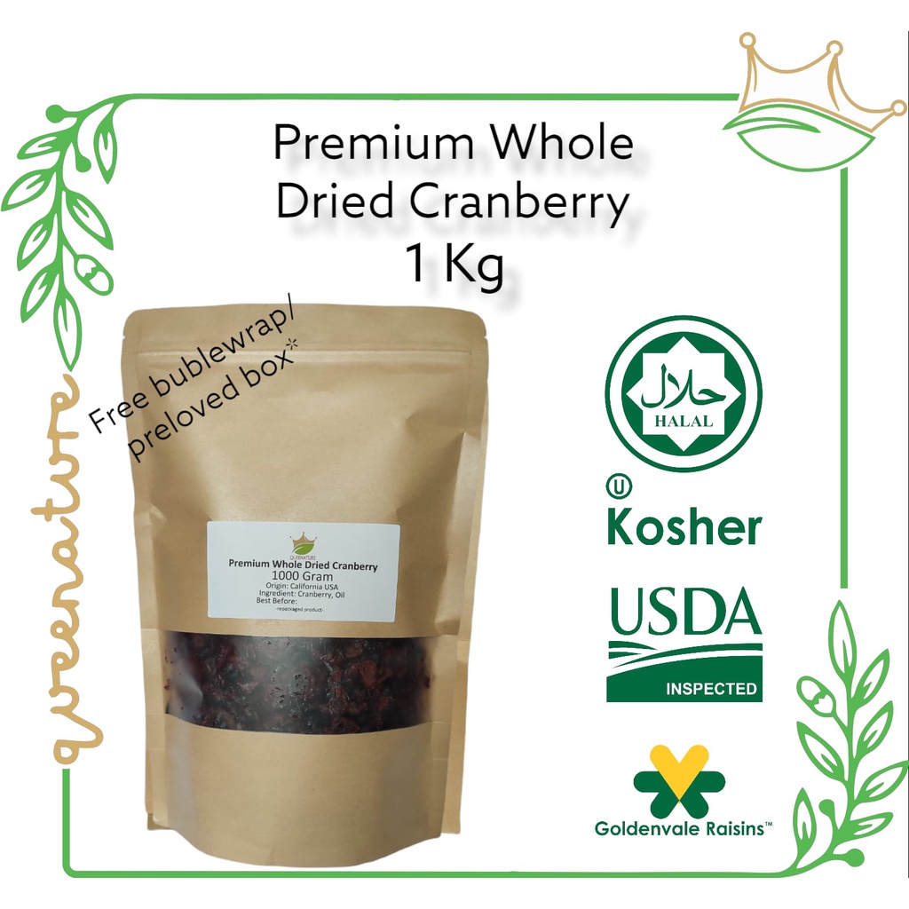 

Whole Dried Cranberries 1000 Gram / Kranberi kering utuh premium USA