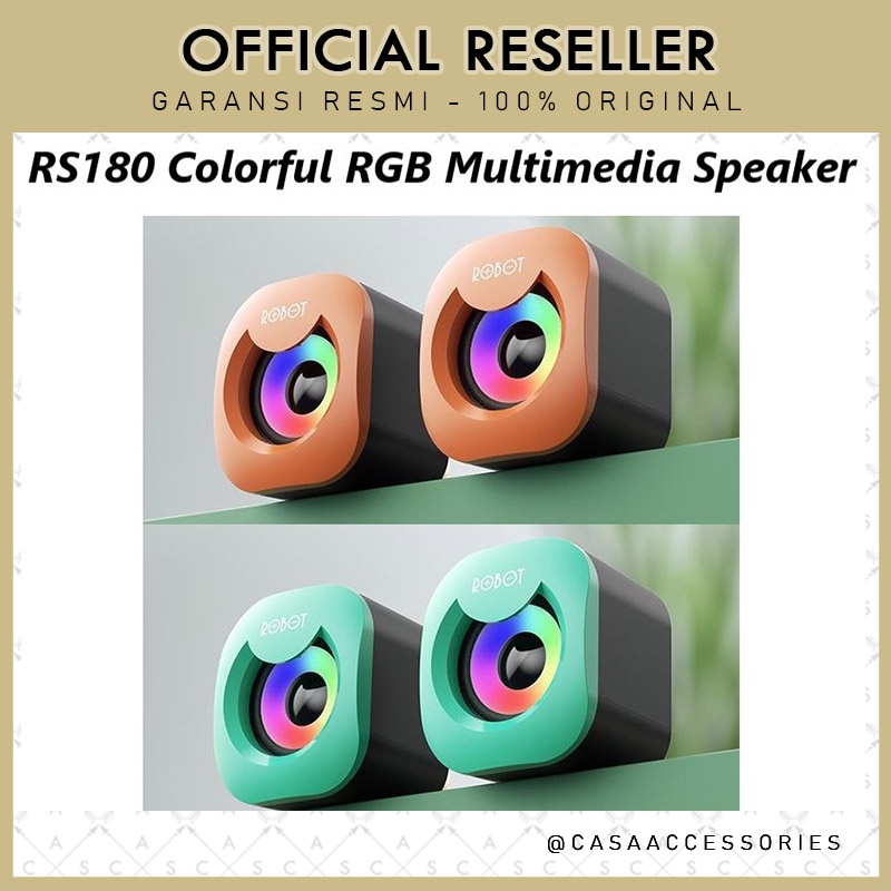 Robot RS180 USB Multimedia Dekstop Speaker Computer Stereo RGB Color