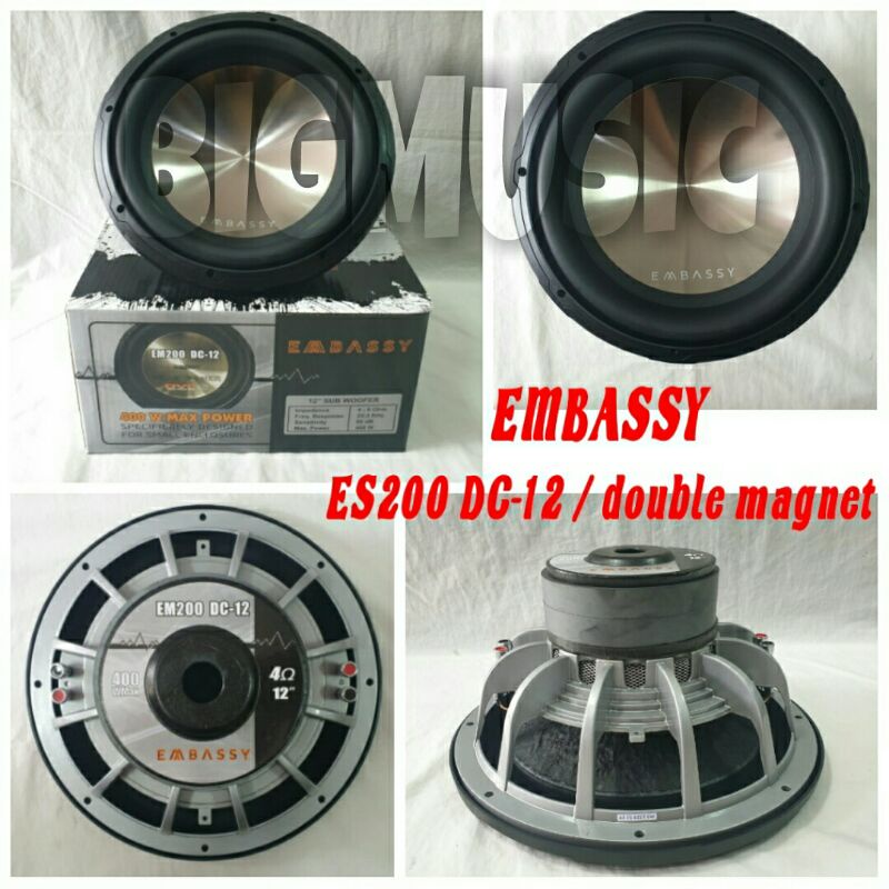 Subwoofer Embassy ES200 DC 12 Original Subwoofer 12 inch Double Magnet