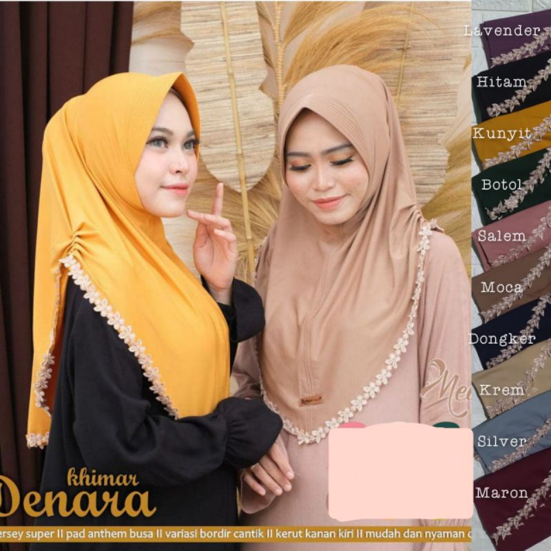 Denara hijab/Hijab aksen kerut kanan kiri/Hijab aksen bordir/Hijab ped atem