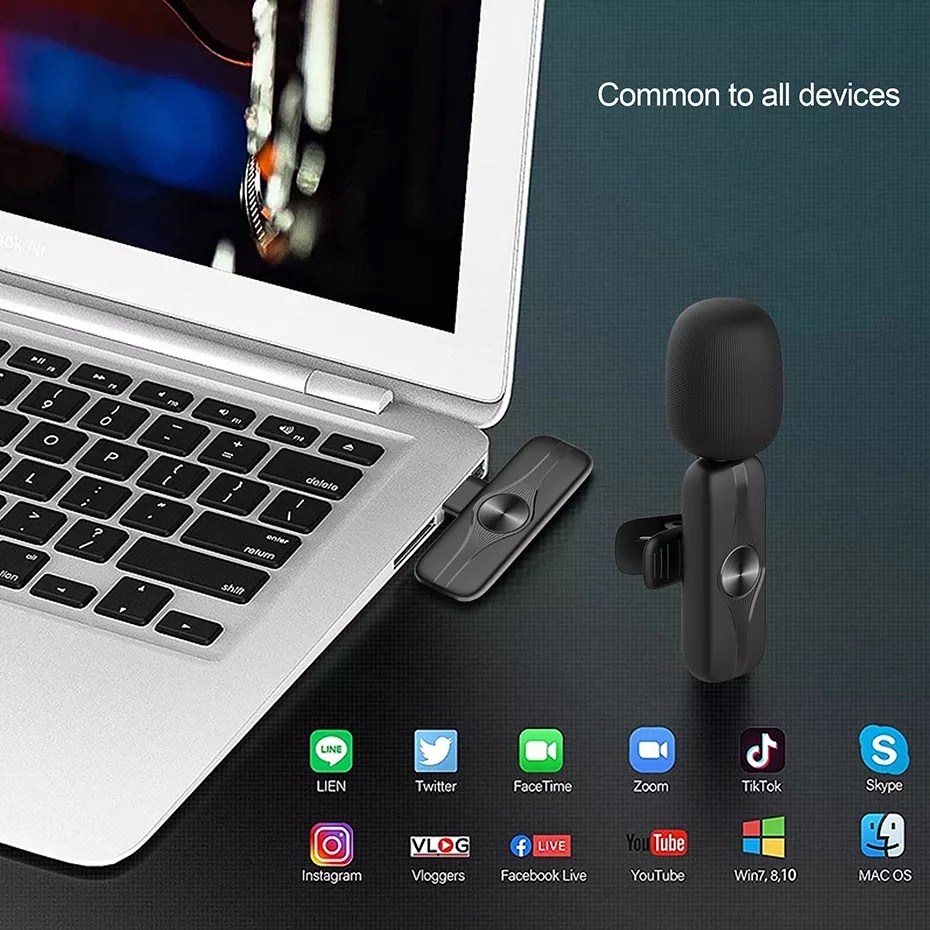 Topspot 2.4G Wireless Lavalie Mic Portabel Lavalier microphone untuk Live Stream Perekaman Video Mikrofon untuk Ponsel Mode Ganda Pembatalan Kebisingan Cerdas