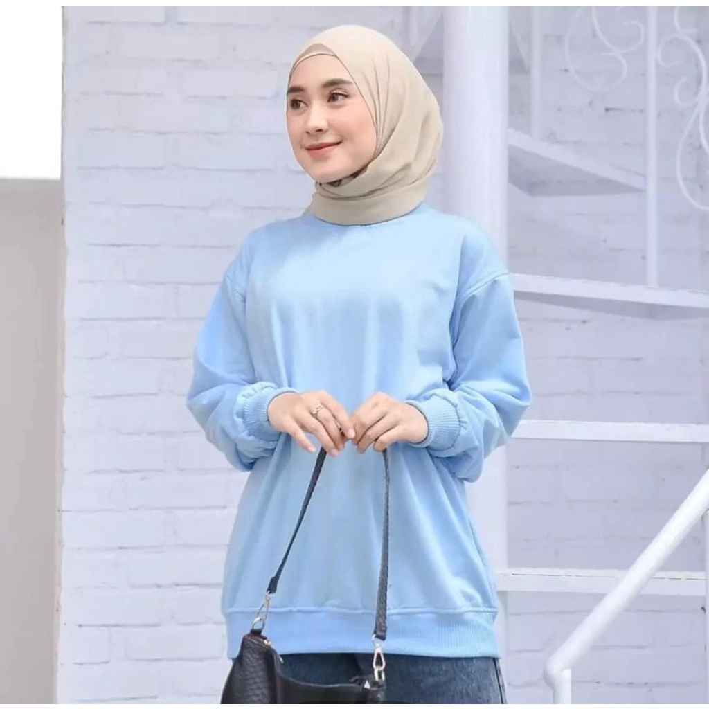 Sweater Basic Polos Oblong Wanita BAHAN FLEECE
