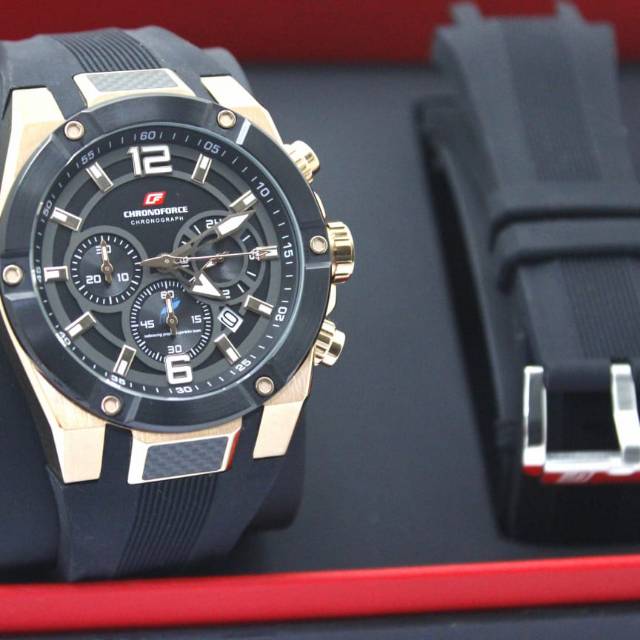 JAM TANGAN CHRONOFORCE CF5213G HR FREE TALI RUBBER ORIGINAL