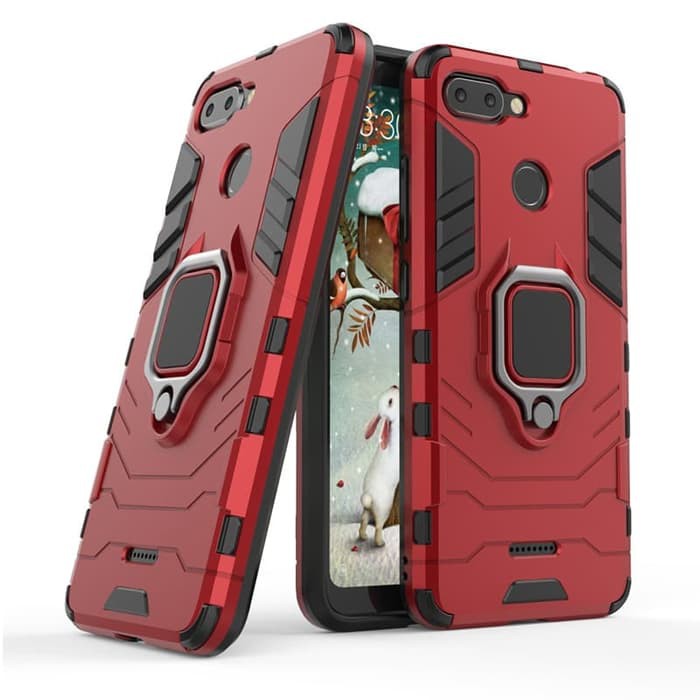 BLACK PANTHER CASE REALME 2 PRO - U1 ARMOR SLIM CASING ROBOT TRANSFORMER CASE MAGNET RING STANDING