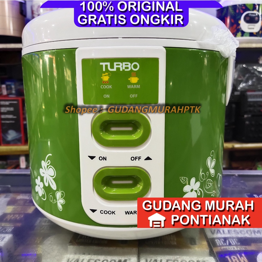 Ricecooker Turbo 2 TOMBOL MEMASAK dan MEnghangatkan ada ON OFF New Design Rice Cooker CRL1181 / Penanak Nasi Baru 1.8L Green / Hijau Penanak nasi
