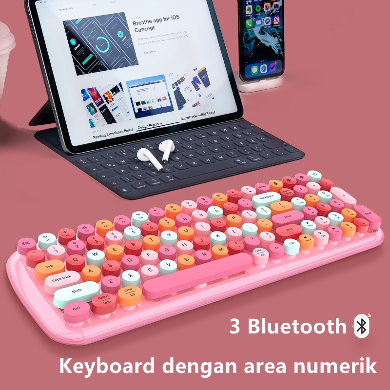 Bluetooth keyboard mekanik lipstik mode tunggal 87 tombol, mendukung ipad dan komputer dengan fungsi Bluetooth