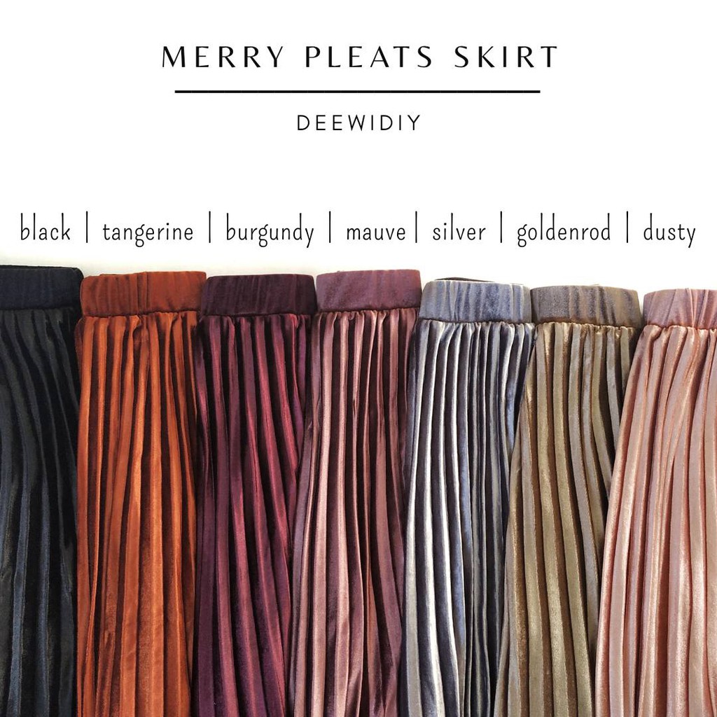 DEEWIDIY MERRY PLEATS SKIRT rok plisket velvet premium