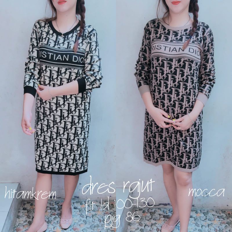 Mini Dress rajut CD/tunik muslim rajut CD real pict
